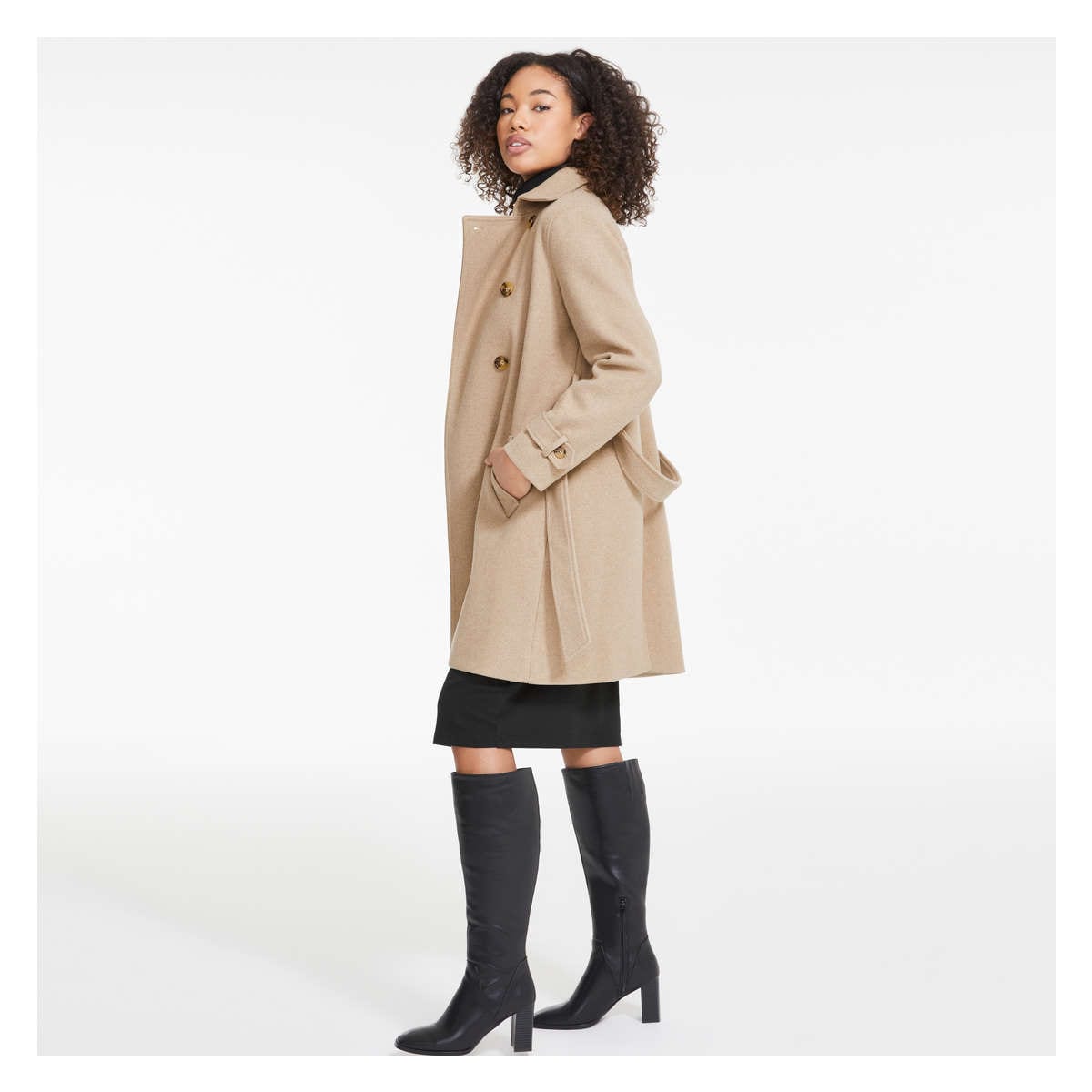 Belted Trench Coat in Light Brown Mix from Joe Fresh